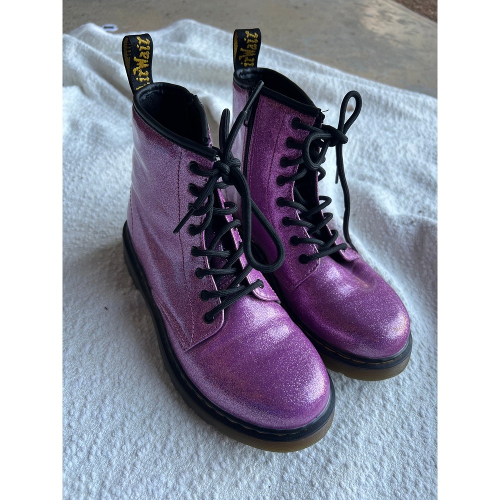 Dr. Martens 1460 Glitter J Purple Sparkle Lace Up Zip Boots US 5L 4M